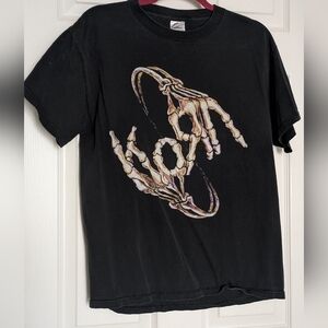 Vintage Korn Official 2004 Tour Concert Tshirt Adult Medium Black Skeleton Hands